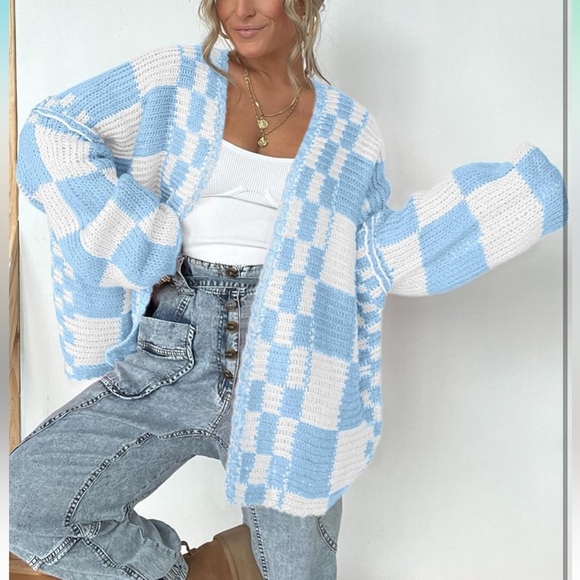 Checkered cardigan Sweater - Picture 4 of 8